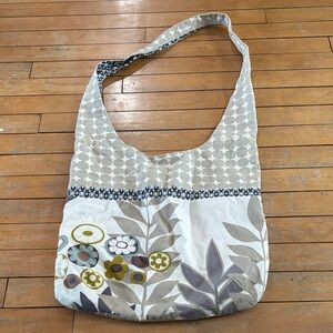 EUC Floral Canvas Reversible Crossbody Shoulder Bag in neutral colors